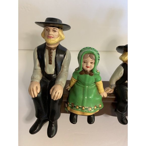 Holland Mold Amish Pennsylvania Dutch Family Sitting On Bench Vintage - Picture 7 of 10